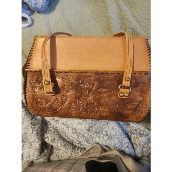 Vintage tooled Leather Hand Bag - Picture 6 of 8